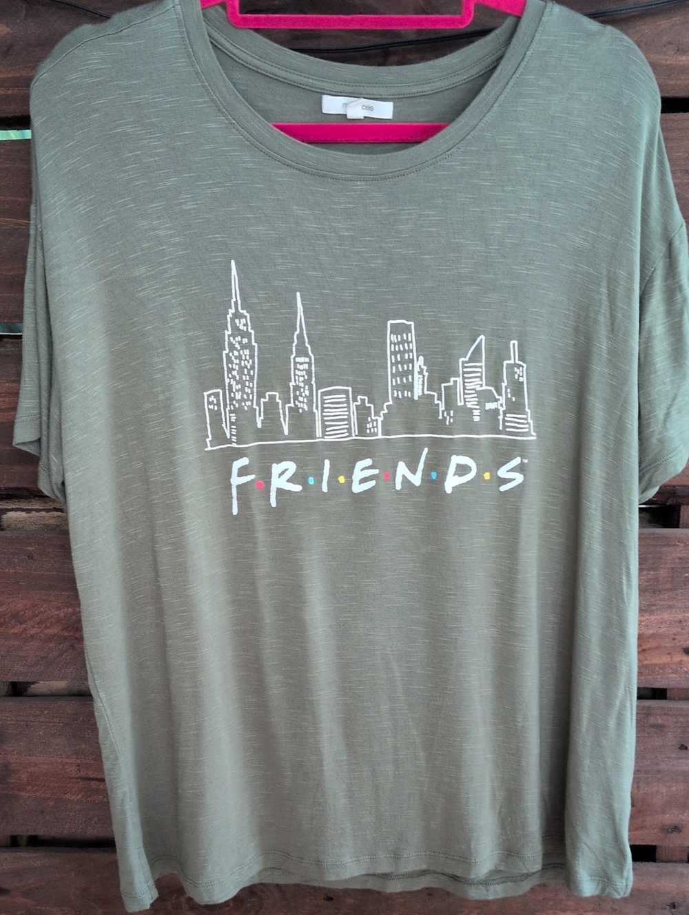 Maurices Olive Green Friends Skyline Graphic Tee. Size M